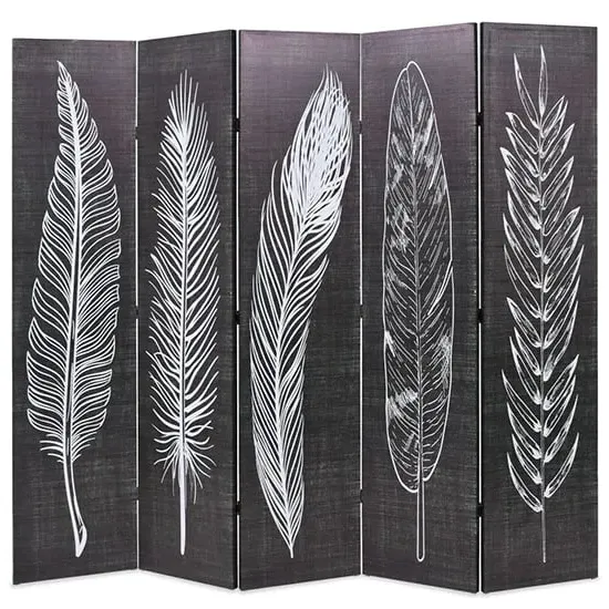 Femi Feathers Room Divider - Black and White, Canvas