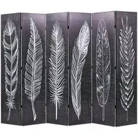 Femi Feathers Room Divider - Black and White, Canvas