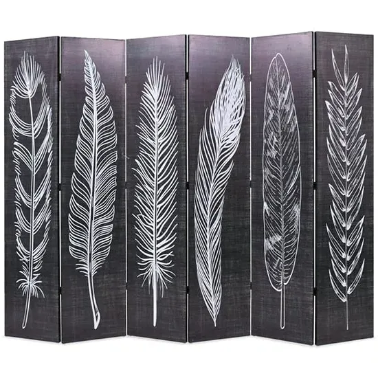 Femi Feathers Room Divider - Black and White, Canvas