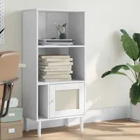 Fenland 2-Shelf Bookcase with Poly Rattan Door - White, Pine alternate view