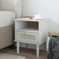 Fenland Bedside Cabinet with Drawer - White, Pine