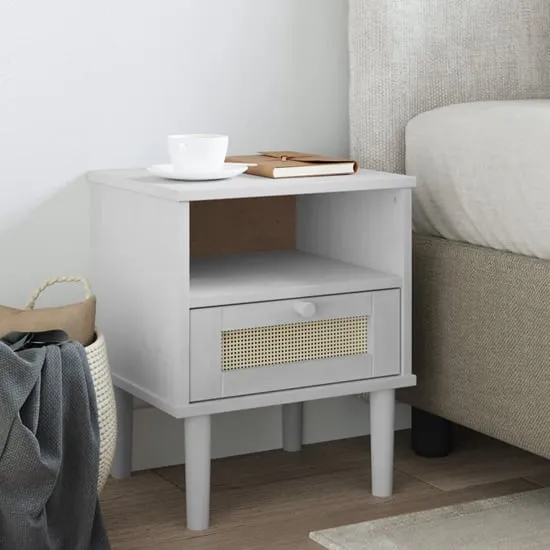 Fenland Bedside Cabinet with Drawer - White, Pine image