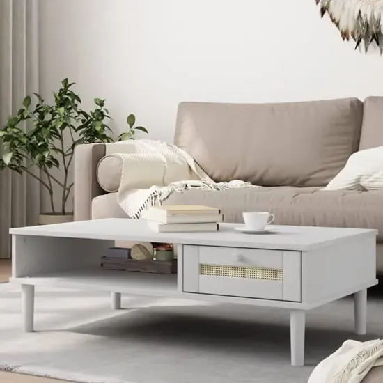 Fenland Coffee Table with Drawer - White, Pine