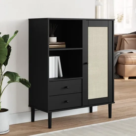 Fenland Highboard with Storage - Black, Pine image