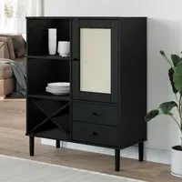 Fenland Highboard with Storage - Black, Pine