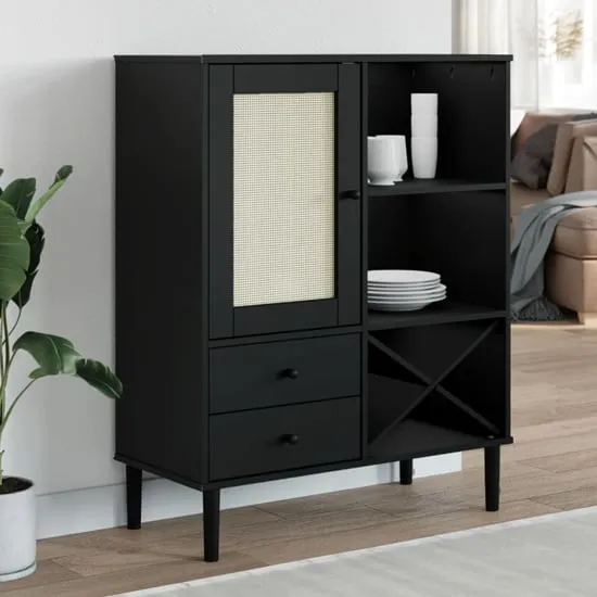 Fenland Highboard with Storage - Black, Pine
