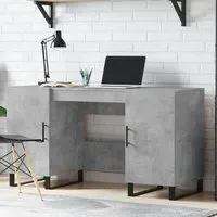 Fenland Laptop Desk with Storage - Concrete Grey