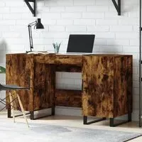 Fenland Laptop Desk with Storage - Smoked Oak