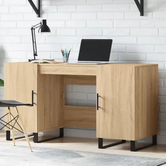 Fenland Laptop Desk with Storage - Sonoma Oak
