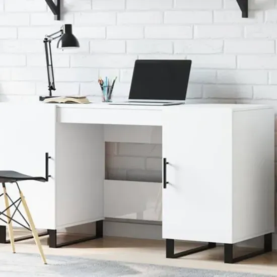 Fenland Laptop Desk with Storage - White