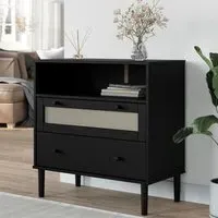 Fenland Storage Cabinet with 2 Drawers - Black, Pine