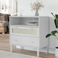 Fenland Storage Cabinet with 2 Drawers - White, Pine