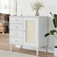 Fenland Wooden Sideboard with 1 Door 4 Drawers - White, Pine