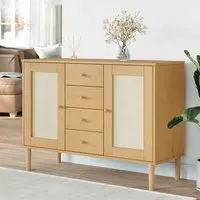 Fenland Wooden Sideboard with 2 Doors 4 Drawers - Brown, Pine