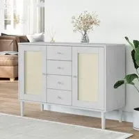 Fenland Wooden Sideboard with 2 Doors 4 Drawers - White, Pine