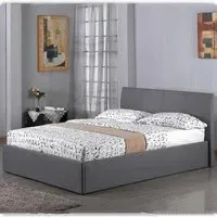 Feray Double Bed Frame with Storage - Grey, Linen