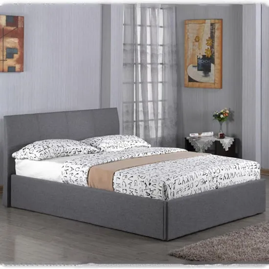 Feray Double Bed Frame with Storage - Grey, Linen