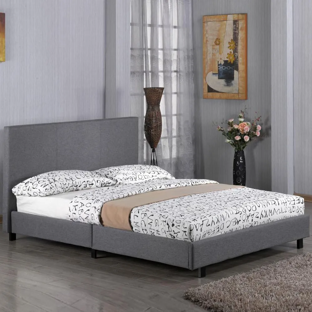 Feray Fabric Double Bed - Grey