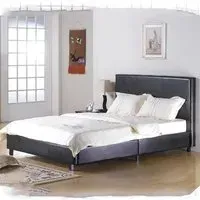 Feray King Size Bed - Black, Faux Leather