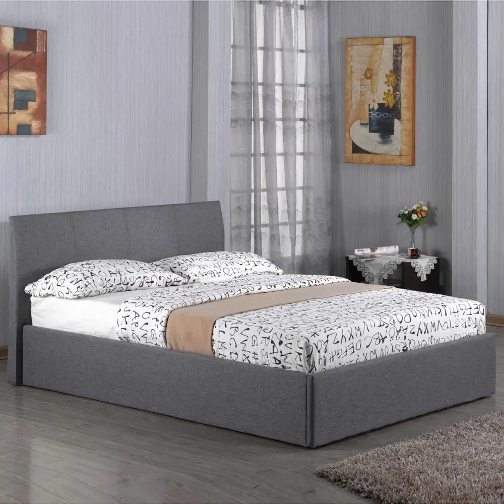 Feray King Size Ottoman Bed with Storage - Grey, Fabric