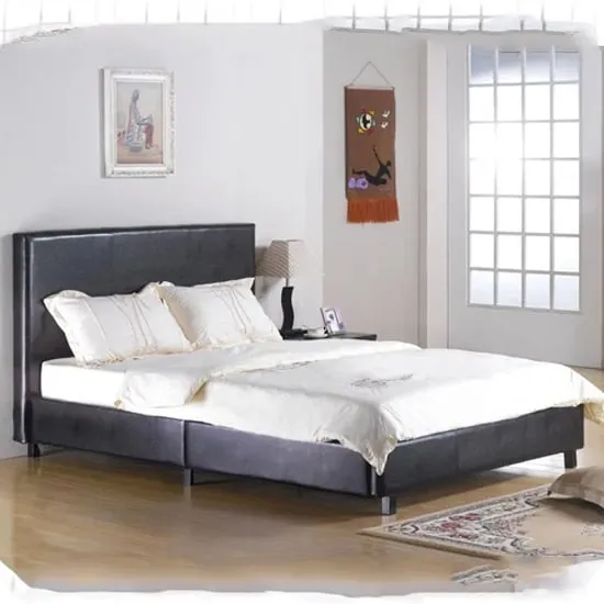 Feray Single Bed Frame - Black, Faux Leather image
