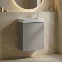 Ferla 400mm Wall Mounted Vanity Unit & Basin with 1 Door - Matte Mink, MDF alternate view