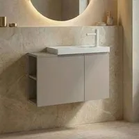 Ferla 800mm Wall Mounted Vanity Unit & Basin - Matte Mink, MDF alternate view