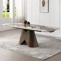 Ferndale Ceramic Marble Extending Dining Table - Matt White