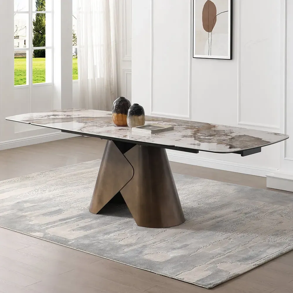 Ferndale Ceramic Marble Extending Dining Table - Matt White