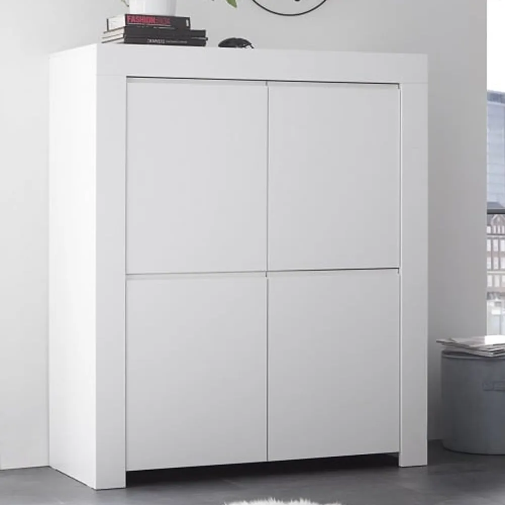 Ferndale Highboard with 4 Doors - White, Wood