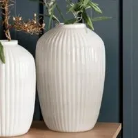 Ferndale Ridged Glass Vase - White