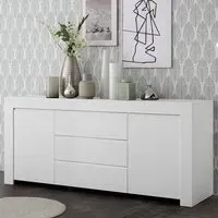 Ferndale Wooden Sideboard with 2 Doors 3 Drawers - Matt White