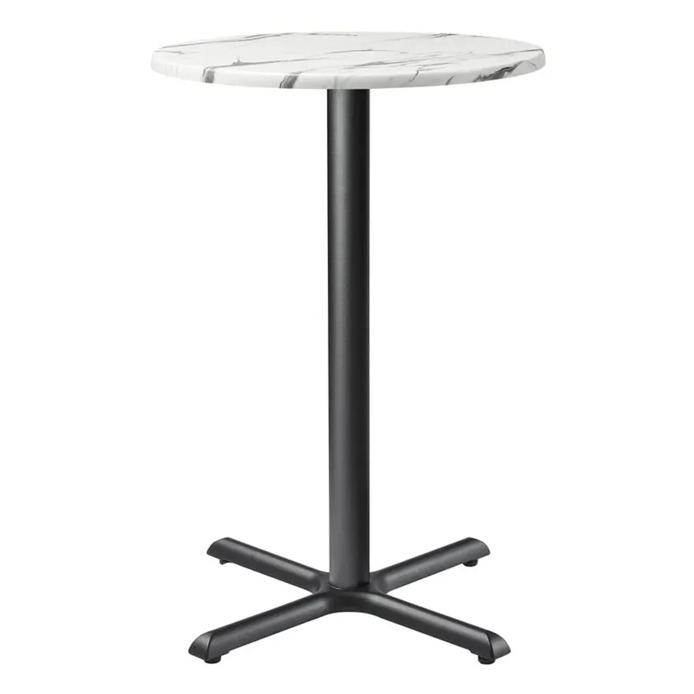 Fernie Round Bar Table - Carrara Marble Effect, Wood