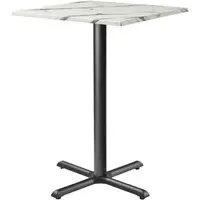 Fernie Square Bar Table - Carrara Marble Effect, Wood
