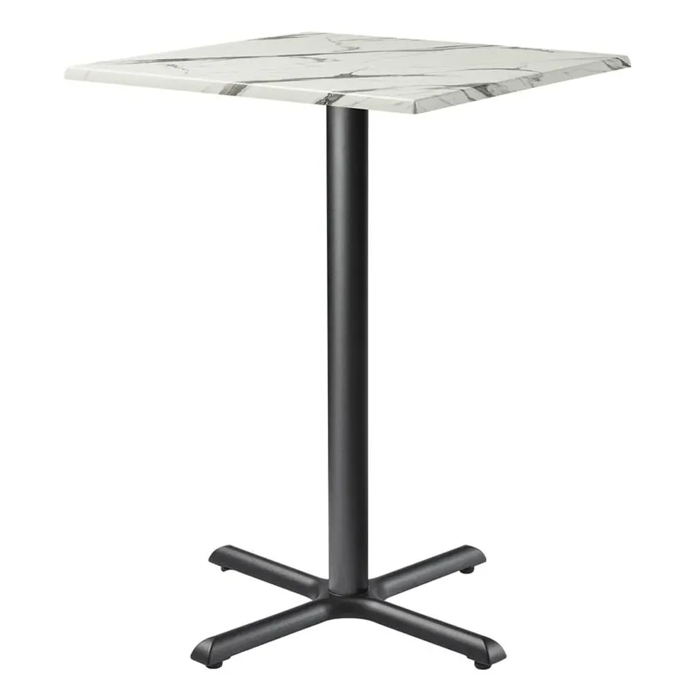 Fernie Square Bar Table - Carrara Marble Effect, Wood