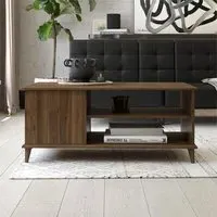 Ferris Coffee Table with 2 Shelves - Walnut