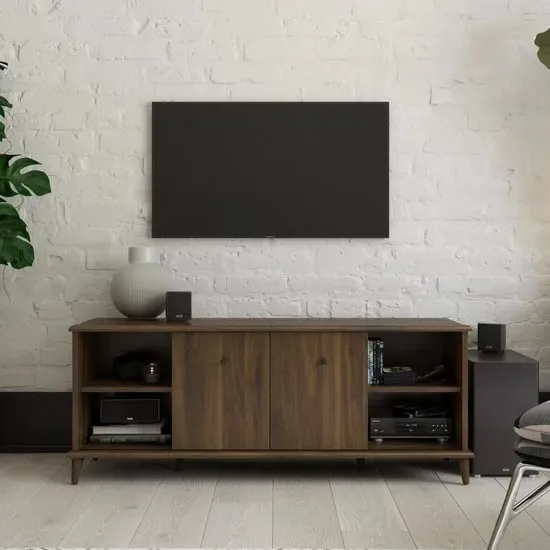 Ferris TV Stand with 2 Sliding Doors - Walnut image