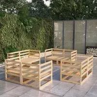 Ferrol 8 Piece Garden Lounge Set - Brown, Pinewood