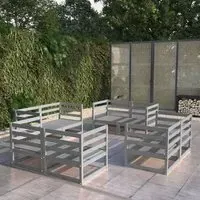 Ferrol 8 Piece Garden Lounge Set - Grey, Pinewood