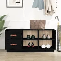 Ferrol Shoe Storage Bench with 2 Drawers - Black, Pinewood