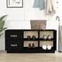 Ferrol Shoe Storage Bench with 2 Drawers - Black, Pinewood