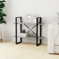 Feryal 2-Tier Bookshelf - Concrete Effect, Chipboard