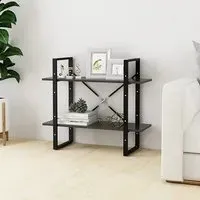 Feryal 2-Tier Bookshelf - Grey, Chipboard