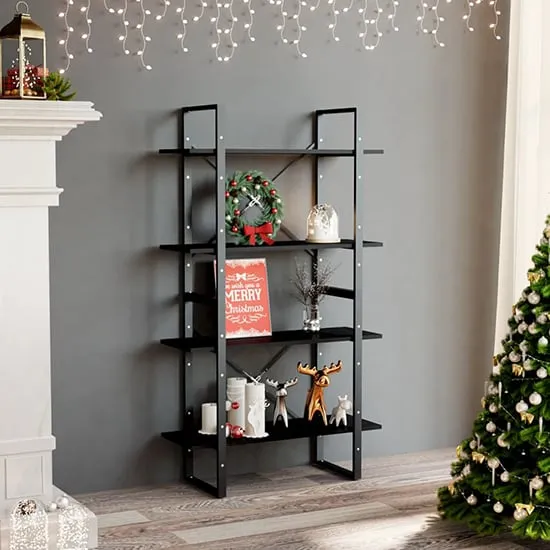 Feryal 4-Tier Bookshelf - Black, Chipboard