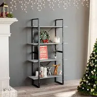 Feryal 4-Tier Bookshelf - Concrete Effect, Chipboard