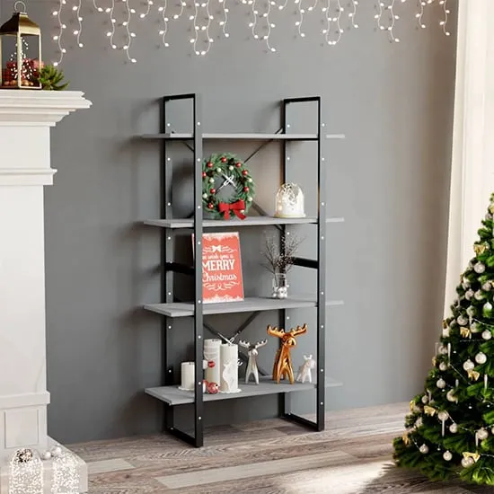 Feryal 4-Tier Bookshelf - Concrete Effect, Chipboard