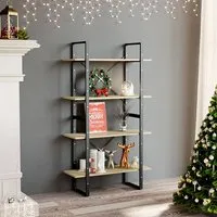 Feryal 4-Tier Bookshelf - Sonoma Oak, Chipboard