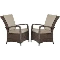 Fetsa Rattan Garden Dining Chairs with Cushion - Brown