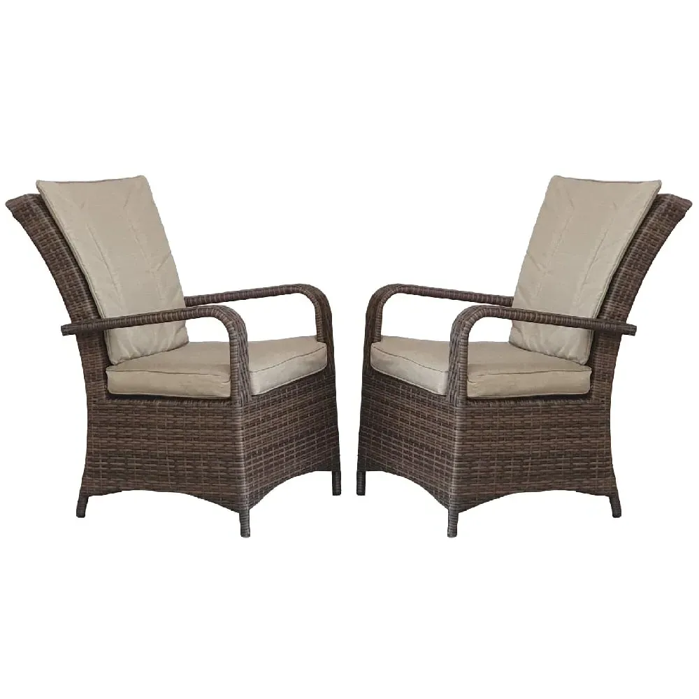 Fetsa Rattan Garden Dining Chairs with Cushion - Brown image
