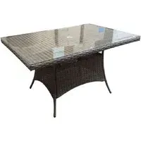 Fetsa Rectangular Garden Dining Table - Grey, Glass